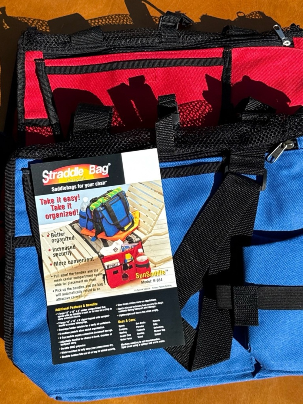 Chair Saddlebag Organizer - Blue & Red